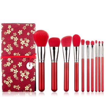 10PCS Vánoční Dárek Profesionální Make-up Štětce Sada Big Red Nadace Míchání Prášek, Červenat, Obočí, oční Stíny Štětce Nástroje