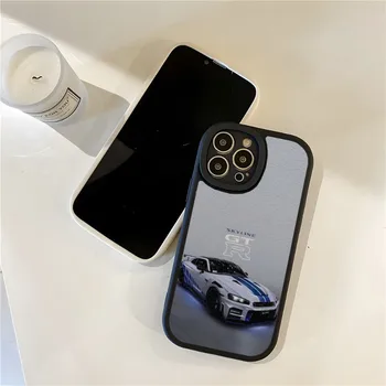 Závodní GTR Sportovní Auto Telefon Pouzdro Jehněčí kůže Pro Apple Iphone 14 Pro Max11 13 12 Mini X Xr Xs 7 8 Puls Se Silikonový Zadní Kryt