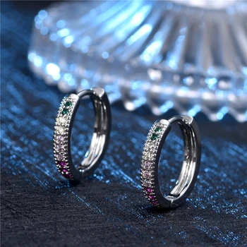 Jednoduché Barevné Zirkony Hoop Náušnice Šperky Velké Náušnice Party Šaty Jewelri Ušní Spony Luxusní Nové Svatební Náušnice Pro Ženy