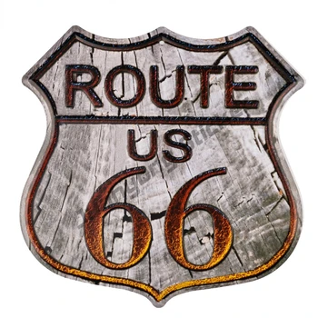 Kreativní Nálepky Retro Route 66 Road Odznak Značky Auto Samolepky Proti Poškrábání Dekor Motocykl Off-road Notebook Vnější PVC13x12cm