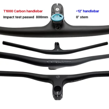 Bike Půjčovna carbon řídítka +12°bar 660 mm--800mm Mtb Integrované Řídítka Představec 35/45/55/65/75mm Dopad test přes 800mm
