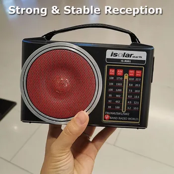Přenosné Retro Rádio FM/AM/SW1/SW2 Rádia Přijímač Reproduktor v celém Pásmu, Vysoká Citlivost Dobíjecí Svítilna s Rukojetí