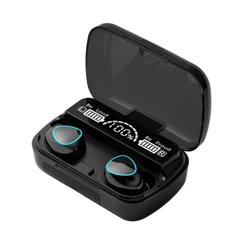 Bezdrátový Headset Tws Bluetooth V5.1 LED Displej Stereo Mini sluchátka Headset s Mikrofonem Hands-Free Headset,Černá