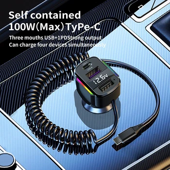 100W(Max) Rychlé Auto Nabíječka K4S Plný Dohody Type-c Super Rychlé Nabíjení Pro Iphone15 Pro/max Pro Samsung