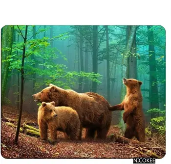 Medvěd hnědý Rodiny v Lese Podložka pod Myš s protiskluzovou Gumovou Základnu podložka pod Myš pro Notebook Office Home Laptop 9.5