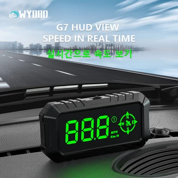 WYOBD G7, GPS Auto Rychloměr HUD Head Up Display Auto palubní počítač Displej digitální Bezpečnostní alarm, ujeté vzdálenosti, kompas