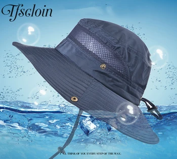 Vodotěsné Pánské Široký Okraj Bucket Hat pěší Turistika Rybaření Soild Barva Skládací Mesh Prodyšný Anti-UV Létě Venkovní Ležérní Beach Cap