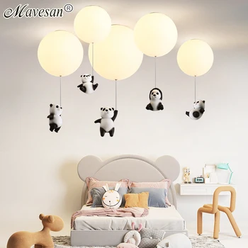Panda Led Lustry Balón Světla Kreslený Medvěd dětský pokoj Obývací Pokoj Uličky Závěsná Lampa Školky Svítidla
