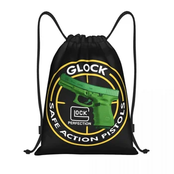 Cool Glock 19 Šňůrky Batoh Ženy Muži Gym Sport Sackpack Přenosné USA Pistole Pistole Školení Pytel Pytel
