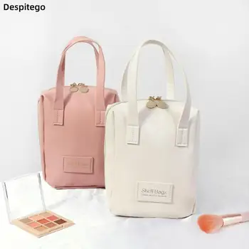 Kosmetické Tašky Pro Ženy Elegantní PU Kůže Make-up Pouch Cestovní Toaletní Organizátor Skladování Kabelku, korejské příruční Make-up Tote