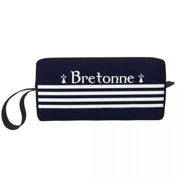 Vlastní Breton Toaletní Taška pro Ženy Breizh-Brittany Kosmetické Make-up Organizátor Krásy Lady Skladování toaletní tašku Box
