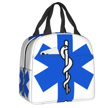 Emt Hvězda Života Izolované Oběd Tašky Ženy Záchranář Lékař Ambulance Resuable Tepelné Bento Box Chladič Děti Školní Děti