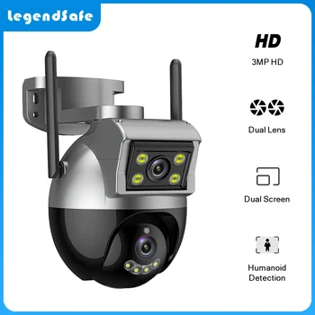 Noční Vidění Barva Dual Lens PTZ Wi-fi Venkovní Kamera Bezdrátové Domácí CCTV Bezpečnostní Kamery, Automatické Sledování iCam365