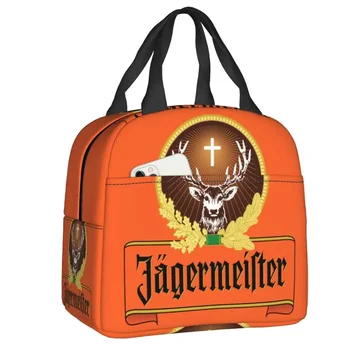 Jägermeister Logo Izolované Oběd Pytel pro Školy, Kanceláře, Resuable Tepelné Chladič Oběd Box Ženy, Děti, Jídlo Kontejner Tote Tašky