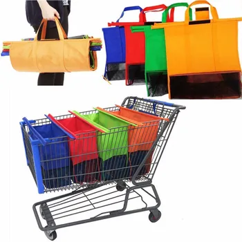 4ks/Set Opakovaně použitelných Vozík Vozík Supermarket Nakupování Skladování Tašky Skládací Opakovaně Eco-Friendly Shop Kabelky Totes Tašky