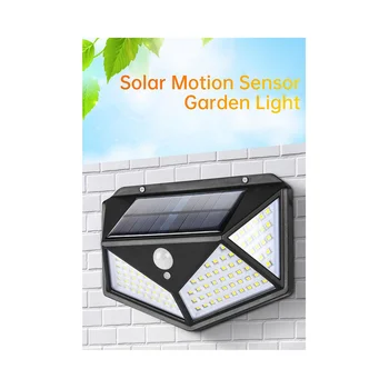 100 LED Vysoce Kvalitní Venkovní Solární Zahradní Lampa Vodotěsné Čidlo Pohybu Solární Nástěnné Zahrada 4KS