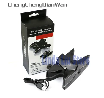 ChengChengDianWan Nabíječka Stojan pro PlayStation 4 PS4 Controller Nabíjení Modrá LED s USB Kabelem Gameing Příslušenství