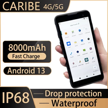 CARIBE PL-60L IP68 Skladu, Ruční 1D 2D Barcde Skener Robustní Android PDA pro Supermarket s 8000mAh Baterie