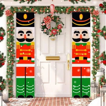 1 Pár Voják Louskáček Vánoční Banner Dvojverší Domů pro Dovolenou Veselé Vánoce Verandě Podepsat Dveře Dekor Noel Dárky