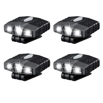 4X Ultra Jasné Hands-Free LED Klip Klobouk Lehký - Dobíjecí 150 Lumenů Lehký Reflektor Vodotěsný kryt Světla
