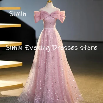 Simin Tyl A-line Off-the-rameno Výstřih Populer Formální Ples Šaty Podlahy délka Večerní Elegantní Party šaty pro ženy 2023