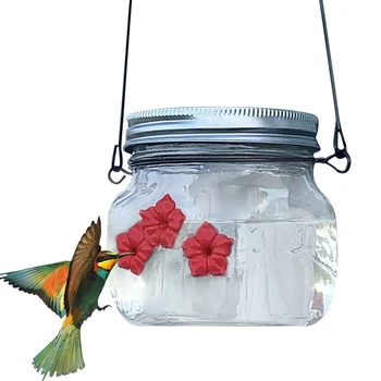 Venkovní Hummingbird Feeder Jar s Porty, Květina Závěsné Krmítko Přenosné Bird Jar Venkovní Zahrady, Chodba, Balkon Dekor