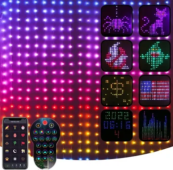 3X3M Smart App-Řízené Okna Opony String Světlo S DIY Vzor Obrázky Bluetooth App RGB Vánoční Závěs Víla Světla