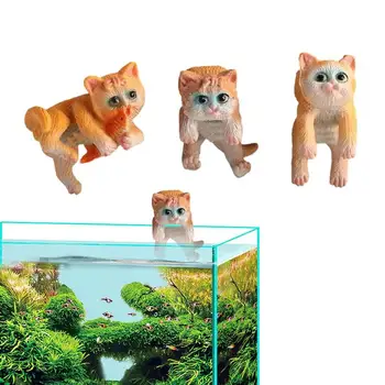 Cat Fish Tank Dekorace Eko-Šetrné A Odolné Kočka Tvar Ornament Snadné Umístění Dekorace Doplňky Pro Akvária