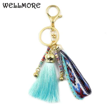 WELLMORE BOHO stuhou,dlouhý-střapec,barevné slitiny klíčenka Pro Ženy, Dívka Taška Klíčenka módní šperky whoelsale