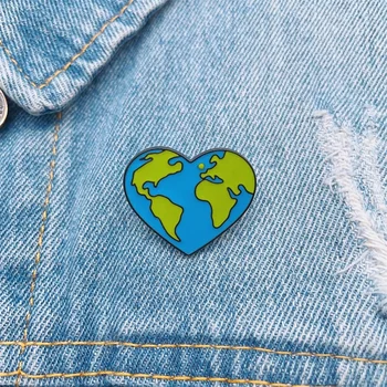 Cartoon Láska Země Smalt Brož Ochranu Životního Prostředí Zelená Rostlina Planety Slitiny Kolíky Odznak Sladké Šperky, Oděvní Doplňky