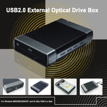 USB3.0/2.0 na SATA US/EU Adaptér Pevného Disku Případě 5,25 palce Optický Disk Enclosure Podpora DVD 16 Rychlost Nahrávání na Pevný Disk Případě