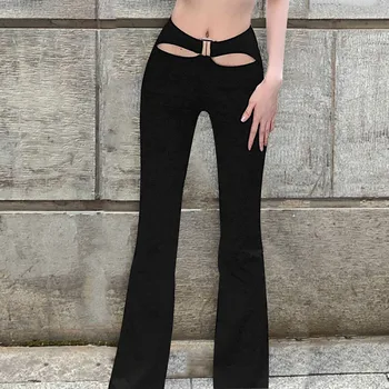Módní Streetwear Slim Fit Kalhoty Ženy Podzim Ležérní Sexy Hollow Out Pruhované Elastické Sportovní Běžce Kalhoty pantalones Ženy
