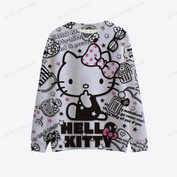 Hello Kitty Tisk Ženy Mikiny Dlouhý-leeved Podzim Harajuku Mikiny Mikina Ležérní Harajuku Svetr Streetwear Top