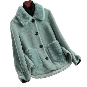 Ženy Módní Kožešiny Krátký Kabát Ženy Nový Real Slim Límec Kabát Oblečení Dámy Přírodní Zimní s G312