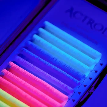 ARISON Barevné Prodloužení Řas Fluorescenční Zelená UV Neon Řasy Světlé Barvy Řas ve Tmě Jednotlivých Falešné Řasy