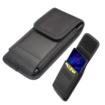 Pro BQ Mobilní BQ-5528L Úderu Vpřed (2019) Kůže Karta Pouzdro Design Vertikální Nylon Belt Case-Černé