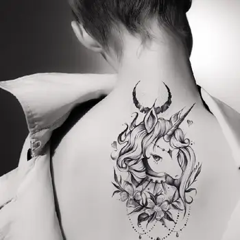 Květina Koně Tetování Vodotěsné Dočasné Tetování pro Ženy, Měsíc Unicorn Festival Tatto Ruku Art Roztomilé Tetování Samolepky Levné Zboží