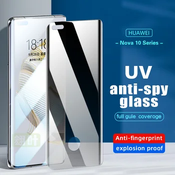 4-1ks kryt Pro Huawei nova 8 9 10 7 pro UV anti-spy Soukromí Tvrzené Sklo telefon screen protector ochranná fólie telefonu