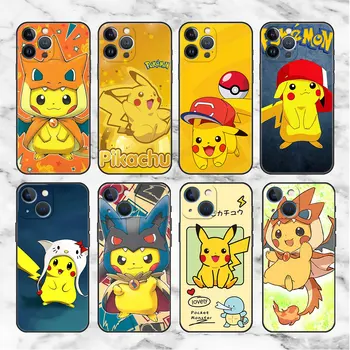 Roztomilý Pikachu Anime Telefon Pouzdro Pro Apple iPhone 13 12 Mini 11 Pro Max X XS XR 7 8 6 Plus 6S SE 2022 Měkký Kryt Silikonové Shell Sac