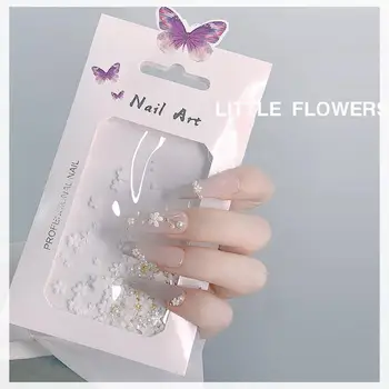 1 Sáček 3D Efekt Lak na Květiny Ornament, Módní Lehký Nail Art Mini Bílé Pět okvětní Lístek Květiny Dekorace pro Manikúra