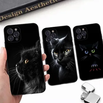 Black Cat Telefon Pouzdro pro iPhone 15 8 7 6 6S Plus X SE ROKU 2020 XR XS 14 11 12 13 Mini Pro Max Mobile Případě