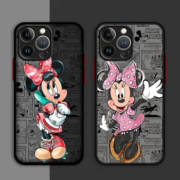 Telefon Pouzdro Pro iPhone 15 14 Pro Max 13 Mini 11 12 X XS XR SE 7 8 14 Plus 13Pro 15Pro 6 6S Funda Matný Kryt Disney Minnie Mouse