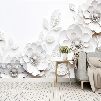 Úlevu Bílé Šperky Květina Tapety pro Obývací Pokoj TV Pozadí Zeď, bytové Dekorace Samolepící Nástěnné tapety 3D