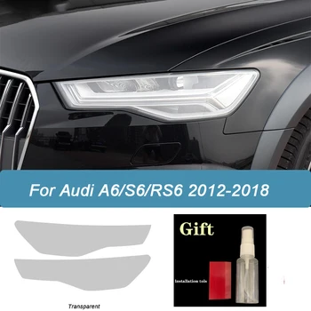 2 kusy automobilových světlometů ochranný film pro Audi A6 C7 4G S6 RS6 2012-2018 světlometů opravy průhledné černé TPU nálepka
