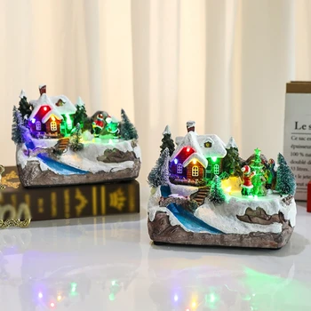 Vánoční Vesnice Figurky LED Světla říčky Vánoční Dům Světelný