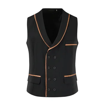 2023 Nové V-neck Oblek Vesta Ležérní Double Breasted Barva Čalounění Odpovídající Vestu