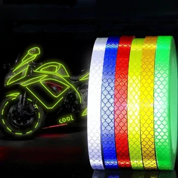 Bike Kola, Reflexní Samolepky na Kole Fluorescenční Odrážet Proužek Lepicí Pásky na 1cm*8m MTB Kolo Bezpečnostní Výstražné Dekor Stic
