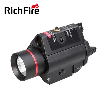 Richfire SFD-007 Mini Zoon Tactica Svítilna Cree XP-L W2 1000LM+Červená 635nm Laserové Světlo s 2ks CR123A Baterie pro Pistole