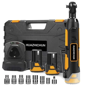 HUAZHICHUN Multi-funkce ráčny socket klíče sada 12v dobíjecí baterie nastavitelné ruční akumulátorový ráčnový utahovák