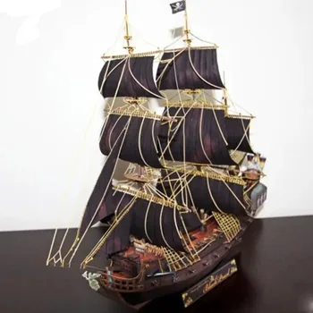 Pirátská Loď Tvaru Black Pearl Papír Model Materiálu Pro Vojenské Ventilátor Vynikající Dárek Ručně vyráběné DIY Model